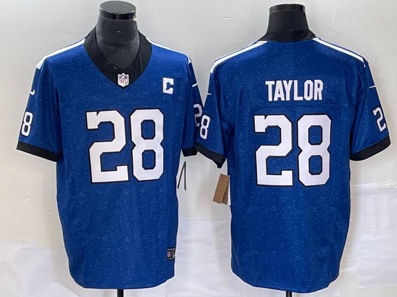 Men Indianapolis Colts 28 Taylor Royal 2023 Nike Vapor Limited NFL Jersey